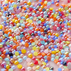 Round Ceramic Cabochons in 1mm & 2mm | Nail Art Supplies (Colorful / Around 400pcs)