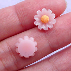 Mini Chrysanthemum Cabochons | Tiny Mini Flower Cabs | Floral Embellishments (Pale Pink / 2pcs / 10mm)