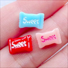 Tiny Sweet Candy Cabochons | Mini Candy Nail Charms | Kawaii Nail Art | Dollhouse Miniature Sweets | Doll Food Supplies | Decoden Phone Case | Resin Embellishments (3pcs / Assorted Mix / 10mm x 6mm / Flat Back)