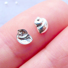 Seashell Nail Charms | Mini Freshwater Snail Cabochons | Tiny Whelk Nail Cabochons | Sea Shell Nail Art | Nautical Nail Deco | Kawaii Nail Decoration | Resin Fillers (5pcs / Silver / 4mm x 5mm)