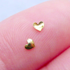 Mini Heart Nail Charms in 2.5mm | Wedding Nail Art | Valentine's Day Nail Design | Tiny Embellishments for UV Resin Craft | Nail Decoration Supplies (10pcs / Gold)