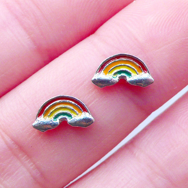 Rainbow Floating Charms for Memory Locket | DIY Living Lockets | Cute Shaker Charm Supplies | Kawaii Nail Charms for Nail Art | UV Resin Crafts (2pcs / 8mm x 5mm)