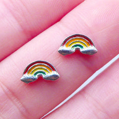 Rainbow Floating Charms for Memory Locket | DIY Living Lockets | Cute Shaker Charm Supplies | Kawaii Nail Charms for Nail Art | UV Resin Crafts (2pcs / 8mm x 5mm)