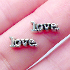 Love Floating Charms | Wedding Memory Lockets | Valentine's Day Living Locket | Shaker Charm | Word Charm | Letter Charm | Metal Cabochons (2pcs / 4mm x 10mm)