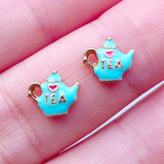 DEFECT Teapot Floating Charms | Alice in Wonderland Memory Locket | Cute Living Lockets | Afternoon Tea Nail Art | Kawaii Shaker Charm (2pcs / 8mm x 7mm)