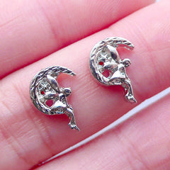 DEFECT Moon Fairy Floating Charms | Fairytale Memory Lockets | Fairy Tale Living Locket | Faery Nail Art | Resin Shaker Charm | Tiny Embellishments (2pcs / 8mm x 11mm)