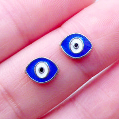 DEFECT Evil Eye Floating Charms | Protection Locket | Good Luck Memory Locket | Religion Living Lockets | Shaker Charm | Nazar Mati Judaism Supplies (2pcs / 7mm x 6mm)