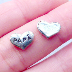 Papa Floating Charms | Father's Day Memory Lockets | Gift for Dad | Living Locket Charm Supplies | Shaker Charm | Little Metal Cabochons (2pcs / 9mm x 7mm)