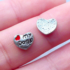 Love My Dogs Floating Charms | Heart My Pet Living Lockets | Memory Locket Charm Supplies | Shaker Charm Making | Jewelry for Animal Lovers (2pcs / 8mm x 6mm)
