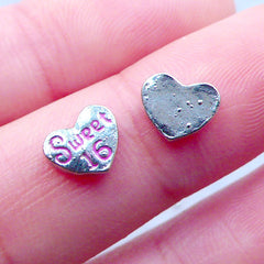Sweet 16 Floating Charms | Sweet Sixteen Living Lockets | Memory Locket Supplies | Shaker Charm DIY | Birthday Gift Ideas (2pcs / 8mm x 6mm)