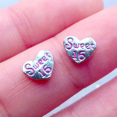 Sweet 16 Floating Charms | Sweet Sixteen Living Lockets | Memory Locket Supplies | Shaker Charm DIY | Birthday Gift Ideas (2pcs / 8mm x 6mm)