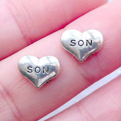 Son Heart Floating Charms | Family Memory Lockets | Glass Living Locket Supplies | Shaker Charm Making (2pcs / 10mm x 7mm)