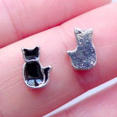 Black Cat Floating Charms | Pet Memory Locket DIY | Animal Living Lockets | Shaker Charm Making | Mini Embellishment for UV Resin Crafts (2pcs / 6mm x 8mm)