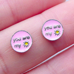 You Are My Sunshine Floating Charms | Valentine's Day Living Lockets | Wedding Memory Locket Supplies | Shaker Charm | Love Embellishments (2pcs / 7mm)