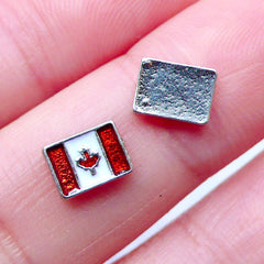 Canadian Flag Floating Charms | Flag of Canada | Glass Living Memory Locket Supplies | Small Metal Embellishments | Nail Designs (2pcs / 7mm x 5mm)