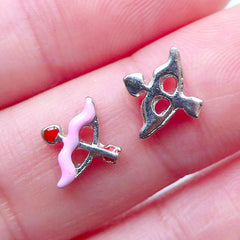 Cupid's Arrow and Bow Floating Charms | Love Embellishment | DIY Living Locket for Valentine's Day | Glass Memory Lockets | Wedding Supplies (2pcs / 10mm x 8mm)