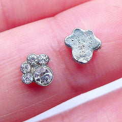 Rhinestone Paw Floating Charms | Pet Jewellery | Cat Charm | Dog Charm | Animal Shaker Charm | Memory Living Lockets | Nail Art (2pcs / 6mm x 6mm)