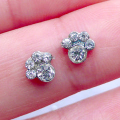 Rhinestone Paw Floating Charms | Pet Jewellery | Cat Charm | Dog Charm | Animal Shaker Charm | Memory Living Lockets | Nail Art (2pcs / 6mm x 6mm)