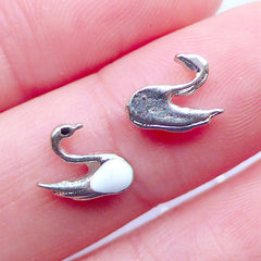 DEFECT Swan Floating Charms | Animal Jewellery | Bird Embellishments | Memory Living Locket Supplies | Shaker Charm Making (2pcs / 9mm x 7mm)
