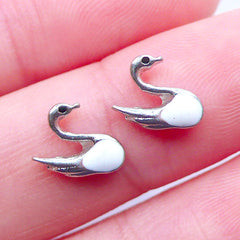 DEFECT Swan Floating Charms | Animal Jewellery | Bird Embellishments | Memory Living Locket Supplies | Shaker Charm Making (2pcs / 9mm x 7mm)