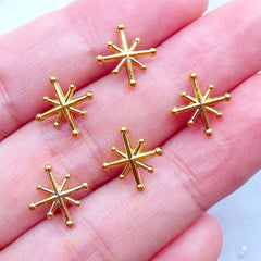 North Star Charms for Kawaii Open Bezel Jewelry | Mini Metal Embellishments for UV Resin Filling | Tiny Cabochons | Floating Charm Supplies (5pcs / Gold / 10mm x 11mm / 2 Sided)