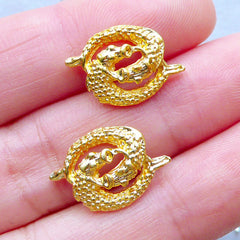 Pisces Charms | Zodiac Sign Charm | Astrology Jewelry | Horoscope Filling Materials | Kawaii UV Resin Crafts (2pcs / Gold / 17mm x 11mm)
