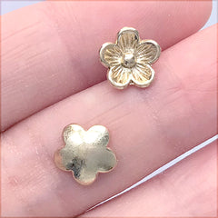 Mini Flower Cabochons | Floral Embellishments | Floating Charm | Nail Art Charm (10pcs / Gold / 9mm)