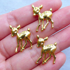 White Tailed Deer Charms | Sika Deer Charm | Cute Animal Filling Materials for UV Resin Crafts | Kawaii Supplies (3pcs / Gold / 14mm x 21mm)