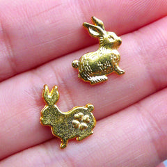 Easter Bunny Charms | Mini Rabbit Charm | Metal Embellishments | Kawaii Filling Materials | UV Resin Crafts | Epoxy Resin Art (3pcs / Gold / 10mm x 13mm)