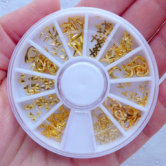 Metal Studs for Nail Art | Gold Nail Charms | Mini Embellishments for Resin Crafts (Moon Cross North Star Heart Triangle Teardrop Arrow)