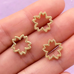 Small Sakura Open Bezel for UV Resin Filling | Cherry Blossom Floating Charm | Flower Embellishments (3 pcs / Gold / 12mm x 12mm)