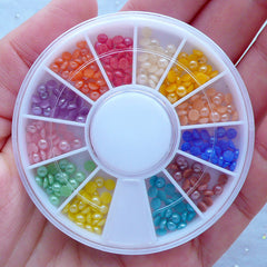 Assorted Candy Pearl in 3mm | Half Round ABS Pearls | Nail Art Embellishments | Kawaii Craft Supplies (Colorful Mix)