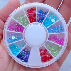 AB Pearl Assortment in 3mm | Translucent ABS Pearls | Half Round Pearl | Nail Art Supplies (Assorted Colorful Mix)