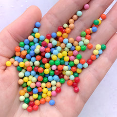 4mm Rainbow Bubblegum Pearls with No Hole | Fake Gumball Candies | Faux Candy | Round Acrylic Pearl | Kawaii Slime Craft Supplies (10 grams)