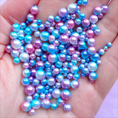 Assorted Mermaid Pearls in Various Sizes | Blue and Pink Gradient Pearl | No Hole Round ABS Pearl (Kawaii Galaxy / 3mm to 6mm / 100-150pcs)