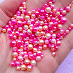 Pink Gradient Mermaid Pearls with No Hole | Kawaii Pearls in Various Sizes | Beach Party Decoration (Mermaid Princess / 3mm to 6mm / 100-150pcs)