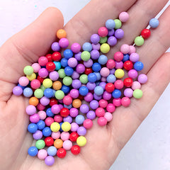 5mm Colorful Gumball Pearls with No Hole | Fake Bubblegum Candy | Faux Candies | Round Acrylic Pearl in Rainbow Color Mix (10 grams)