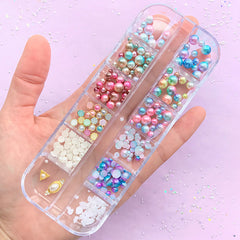 Mermaid Pearl Assortment | Assorted ABS Pearls | Round Pearl | Half Pearl | Kawaii Nail Charms (12 Designs)