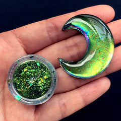 Magical Duo Chrome Pigment | Color Shifting Chameleon Pigment Flakes | Rainbow Effect Pigment | Resin Cabochon Making (0.2 gram / Leaf Green)