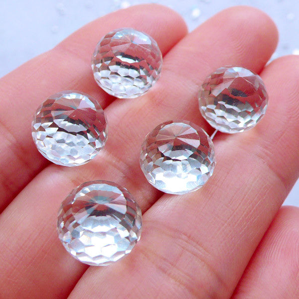 Disco Ball Rhinestones in 10mm, Flat Back Sphere Glass Crystal, Glue, MiniatureSweet, Kawaii Resin Crafts, Decoden Cabochons Supplies