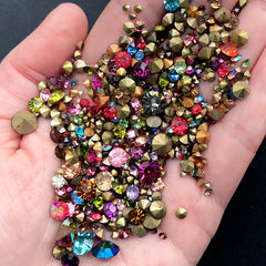 Pointed Back Glass Rhinestone Assortment | Faceted Round Rhinestones | Faux Gemstones | Fake Gems | Bling Bling Embellishments (10 grams)