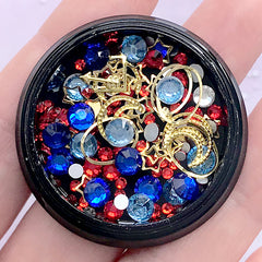 Magical Embellishment for Kawaii Resin Craft | Moon and Star Metal Accents Gemstones Micro Beads | Resin Fillers (Colorful and Gold)