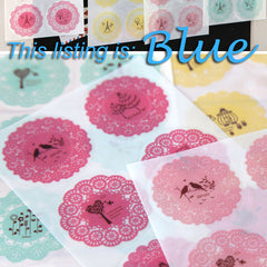 CLEARANCE BLUE Round Lace Sticker Set - Scrapbooking Packaging Party Gift Wrap Diary Deco Collage Home Decor S024