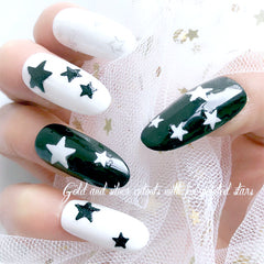 White Star Sticker with Glitter | Glittery Nail Decorations | Resin Art Supplies
