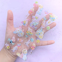 Rabbit and Lollipop Stickers | Cute Animal and Candy Epoxy Stickers | Kawaii Embellishments | Clear PVC Sticker