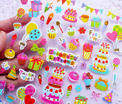 Kawaii Birthday Party Stickers | Cupcake & Sweets Sticker | Gift Decoration & Card Making Supplies