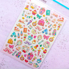 Vintage Tea Party Stickers | Kawaii Lolita Afternoon Tea Sticker | PVC Stickers for Resin Crafts