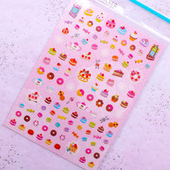 French Patisserie Stickers | Kawaii Sweets Sticker | Macaron Cake Candy Tea Party Deco Sticker Supplies