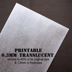 Shrink Jet Plastic Film | Printable Shrinking Plastic | Shrinkable InkJet Sheet | Embellishments & Earrings Making | Creative Papercraft | Transform from 0.3mm to 1.5mm in Thickness (2 Sheets / Translucent / 20cm x 30cm)