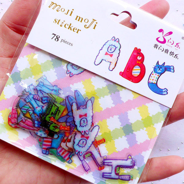Animal Letter Stickers, Kawaii Alphabet Sticker Flakes, Colorful Ini, MiniatureSweet, Kawaii Resin Crafts, Decoden Cabochons Supplies